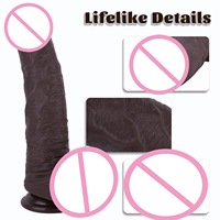 Jouets sexuels, gode en silicone noir, double dureté, ventouse, pénis artificiel réaliste et souple pour la masturbation féminine et homosexuelle