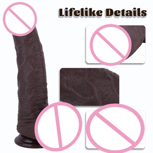 Juguetes Sexuales, Dildo de Silicona Negra, Doble Dureza, Ventosa, Pene Artificial Realista y Suave para Masturbación Femenina y de la Misma Lengua Sexual - Product Image 4