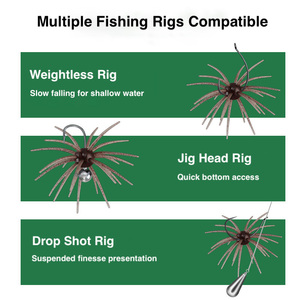 Señuelo de Pesca Xida, Diseño de Erizo de Mar, Material TPE Flotante, 360 °   Señuelo blando con forma de tentáculo para jig head y Texas Drop Shot Rig - Product Image 5
