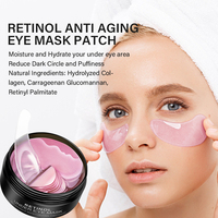 Patchs pour les yeux anti-âge au rétinol et au bio-collagène, marque privée, réduisent les rides et les poches, éliminent les cernes, pour les yeux gonflés, 84g/60pcs