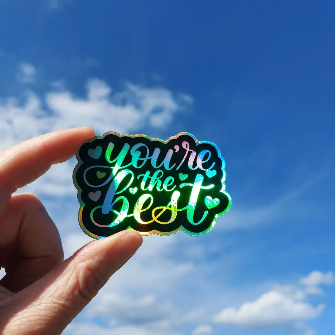 Kustom Die Cut Anda Stiker Holografik Terbaik Tahan Cuaca Vinil Decal Mobil Stiker Hologram