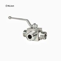 Vanne à boisseau sphérique 3 voies haute pression en acier inoxydable Klion, type L/T, manuelle, hydraulique, filetage mâle/femelle à souder, pour huile et gaz, OEM ISO9001