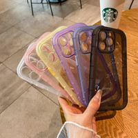 Vente en gros de étuis de téléphone portable antichoc en TPU couleur bonbon transparent pour iPhone 11 12 13 14 15 Pro Max 6 7 8 14 Plus XR XS Max
