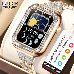 LIGE Women Smartwatch Blood Pressure Oxygen Health Monitor Bracelet Ladies For Android iOS Bluetooth Call Waterproof Smart Watch