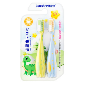 Sweztrip Cepillo de dientes para niños, cabezal largo, cerdas suaves, diseño de dinosaurio, edad de 3 a 12 años, limpieza de dientes - Product Image 5