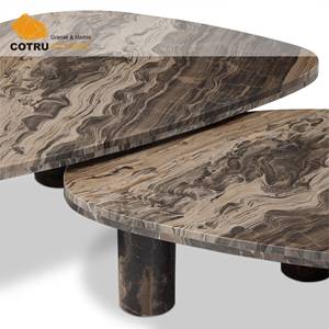 Tavolino da Caffè in Marmo Naturale Rocky Brown di Cotrustone, Arredamento per Soggiorno, <span class=keywords><strong>Tavolo</strong></span> Laterale Personalizzato - Product Image 3