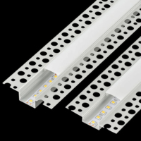 Profilé LED linéaire pour plafond en plâtre, diffuseur en PC, canal LED encastré, diffuseur noir et blanc