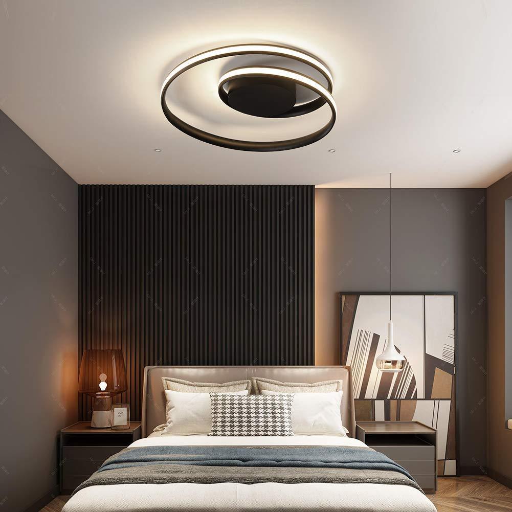 Minimalist Simple Modern Black Aluminum LED Ceiling Lamp with Remote Control 24W for Bedroom Decorative Lighting
