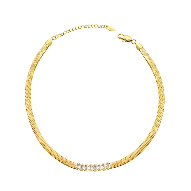 2023 Newest 18k Gold Plated Stainless Steel Snake Chain Link Zircon Bracelet Jewelry Wholesale For Women Gift