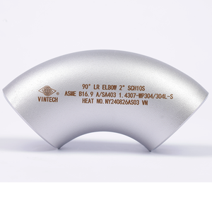 ข้อต่อท่อเหล็กสแตนเลส ASME B16 9 ASA403 ข้องอ 90 องศา รัศมียาว สำหรับน้ำมันและก๊าซ ขนาด 1/2 ถึง 12 นิ้ว แบบเชื่อมชน - Product Image 3