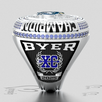 Bague de championnat de football fantastique personnalisée de grande taille, trophée commémoratif du gagnant annuel de la ligue de football fantastique