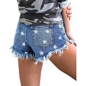 Shorts en jean déchirés pour femme FOXA, taille mi-haute, avec poches, coupe droite - Product Image 2