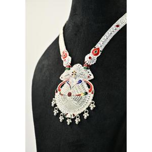 <b>Silver</b> Plaster Rani Haar Necklace Set with Bezel Setting Geometric Design Luxury Charm <b>Choker</b> for Women Daily Wear Gift Jewelry - Product Image 2