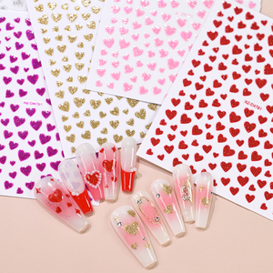 1 autocollant pour ongles en forme de cœur brillant avec paillettes, 3D, <span class=keywords><strong>rouge</strong></span>, violet, or, rose, argent, adhésif, pour la Saint-Valentin, <span class=keywords><strong>manucure</strong></span> - Product Image 4