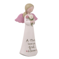 Offre Spéciale – Figurine Ange Mère en Résine ODM, Ailes Roses Peintes à la Main, Tenant une Fleur – Décoration d'Intérieur Inspirante et Cadeau de Bénédiction pour les Fêtes