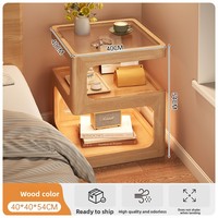 Table de Chevet Moderne Simple en Bois Massif avec Rangement, Style Crème Personnalisable, pour Chambre à Coucher et Salon, Meuble de Maison