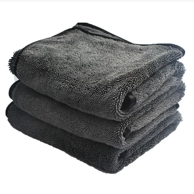 Serviette de lavage de voiture professionnelle, nettoyage personnalisé, haute boucle 40x40 cm, torsadé, Super 1200 Gsm, chiffon en microfibre Double couche 40x