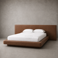 Lit plateforme en cuir sur mesure OAKEN, tête de lit capitonnée extra large, base flottante, mobilier de chambre moderne et luxueux