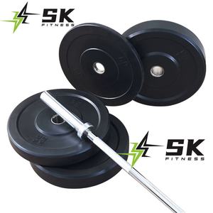 แผ่นน้ำหนักยางกันกระแทกสำหรับยกน้ำหนัก SK <span class=keywords><strong>UNIQ</strong></span> สำหรับการแข่งขันฟิตเนส ชุดแผ่นน้ำหนัก LBS สำหรับบาร์เบล - Product Image 1