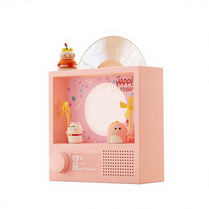 Tourne-disque vinyle rétro, haut-parleur Bluetooth vintage, <span class=keywords><strong>lecteur</strong></span> <span class=keywords><strong>CD</strong></span> sans fil mignon avec lumière d'ambiance RGB, lampe de nuit, horloge, cadeau - Product Image 5