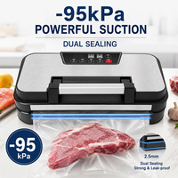 Machine de mise sous vide alimentaire pour usage domestique et semi-commercial, avec double scellage, pression sous vide de 95 kPa et support pour rouleaux de film sous vide