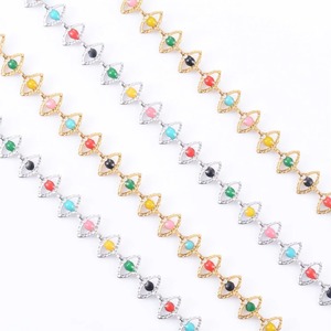 Collier, bracelets et ras-de-cou unisexes en acier inoxydable émaillé avec chaîne à motifs oculaires colorés - Product Image 5