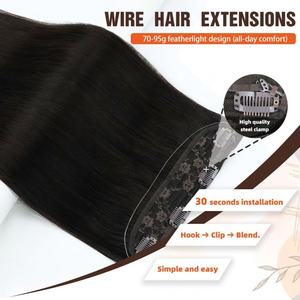 Invisible Wire Hair <b>Extensions</b> 18-22 Inches 100% Brazilian Remy Straight Human Hair for Hair All Colors Customizable Long - Product Image 5