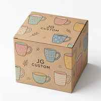 Boîtes en carton ondulé Kraft en gros, personnalisées avec logo imprimé, pour tasses à café écologiques, emballage à rabat ondulé, boîtes recyclables