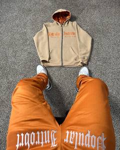 Tùy chỉnh hoodie sweatsuits Nhân Quả Jogger Tracksuit Sweatpants thiết lập người đàn ông sweatsuit Zip Up Sun Faded axit rửa người đàn ông Tracksuit - Product Image 2