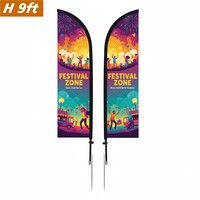 Drapeau publicitaire extérieur haut de gamme en forme de goutte d'eau, imprimé sur mesure, bannière de plage en plumes, tissu polyester résistant aux UV avec base au choix