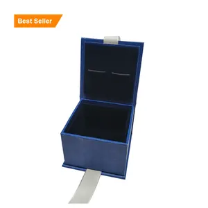 Wholesale navy blue magnetic box custom cufflink box fashion cuff link cases jewelry show case tie clip box