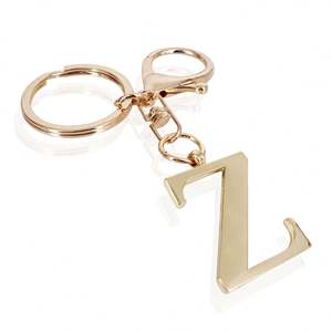 Personalized Gift Fashion Simple Gold English A-Z 26 <b>Letter</b> Key Chain <b>Metal</b> Pendant Simple Key Chain Bag Accessories - Product Image 2