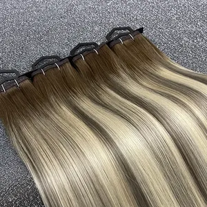 Hot Sale Eenvoudig Te Installeren Nieuw Ontwerp Russische Hair Extensions Flat Inslag Hair Extensions Menselijk Haar