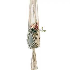 Polyester Macrame Handmade Wall Decor Plant Flower Basket Hanger For Garden And Home Decoration Flower Hanger