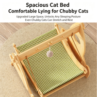 Hamac suspendu en bois pour chat, lit de repos, griffoir, durable et respirant, toutes saisons