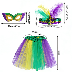 मार्डी ग्रास पोशाक के सामान सेट लड़की ट्यूटू स्कर्ट हेडबैंड मास्कर्ड मास्क महिला कार्निवल पोशाक के लिए - Product Image 6