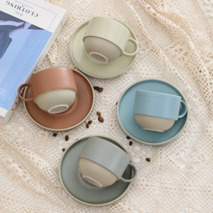 Quality Modern Ceramic Porcelain Cup Saucer <b>Set</b> Eco-Friendly Dishwasher <b>Microwave</b> Safe 200ml Capacity Customized Color Milk Gift - Product Image 4