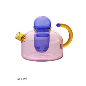 Théière en verre de silicate coloré de théière écologique de 400ml avec l'infuseur démontable - Product Image 3