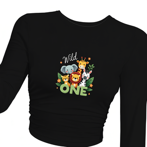 เสื้อยืดแขนยาวผู้หญิงลายสัตว์ป่าพิมพ์ลาย Y2K คอกลม แฟชั่นทันสมัยสำหรับทุกฤดูกาล - Product Image 1