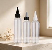 Botellas Aplicadoras de Plástico PET Transparente con Punta Puntiaguda y Tapa de Rosca para Aceite de Crecimiento Capilar, Suero, Tinte para el Cabello, Salón de Belleza