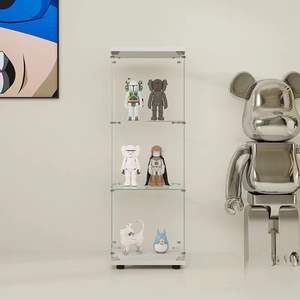 Vitrina de cristal para sala de estar, armario con cerradura, pequeño armario de cristal sin marco, vitrina - Product Image 2