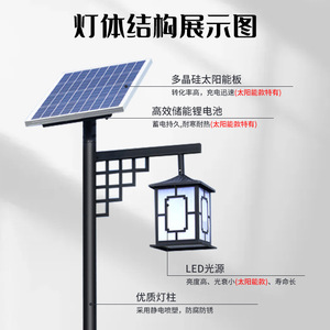 Lámpara Solar LED de Jardín Estilo Chino Antiguo, Impermeable, para Patio o Villa, 3M 3.5M - Product Image 5