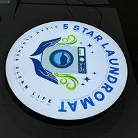 Enseignes électroniques rétroéclairées LED en acier inoxydable personnalisées 5 SYAR LAUNDROMAT, logo 3D, grande boîte lumineuse pour magasin, décoration de façade