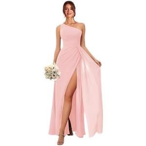 Nouvelle arrivée <span class=keywords><strong>robe</strong></span> <span class=keywords><strong>d</strong></span>'été sexy pour femme en mousseline de soie longue une épaule robes de <span class=keywords><strong>demoiselle</strong></span> <span class=keywords><strong>d</strong></span>'<span class=keywords><strong>honneur</strong></span> avec fente - Product Image 5