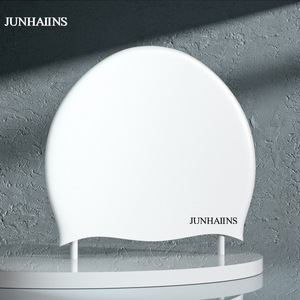 Junhaiins Silicone Swimming Cap Solid Color High Elasticity Waterproof Universal Adult Swim Hat - Product Image 2