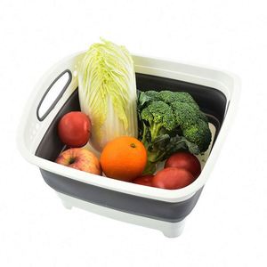 Kitchen <b>Plastic</b> Folding Vegetable Washing Basin Eco-friendly Reusable Dishwasher Safe Foldable - Product Image 2