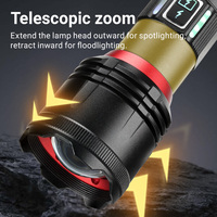Lampe torche multifonctionnelle à lumière laser blanche puissante, zoomable, étanche, avec miroir d'allumage, lampe torche LED