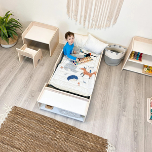 Lit de bébé au sol Montessori, lit de sieste pour la maternelle, lit en contreplaqué, lit à empiler pour enfants, lit spécial pour bébé, lit simple - Product Image 2