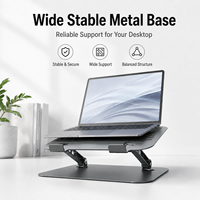 Support réglable en métal pour ordinateur portable et tablette avec crochets avant, norme CE RoHS, pour une fixation stable sur bureau et pour les appareils informatiques