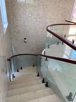 Système de balustrade sans cadre Homedeco Brossé Carré en acier inoxydable noir Robinet en verre pour balcon Escalier Villa Hôtel Bricolage Garde-corps